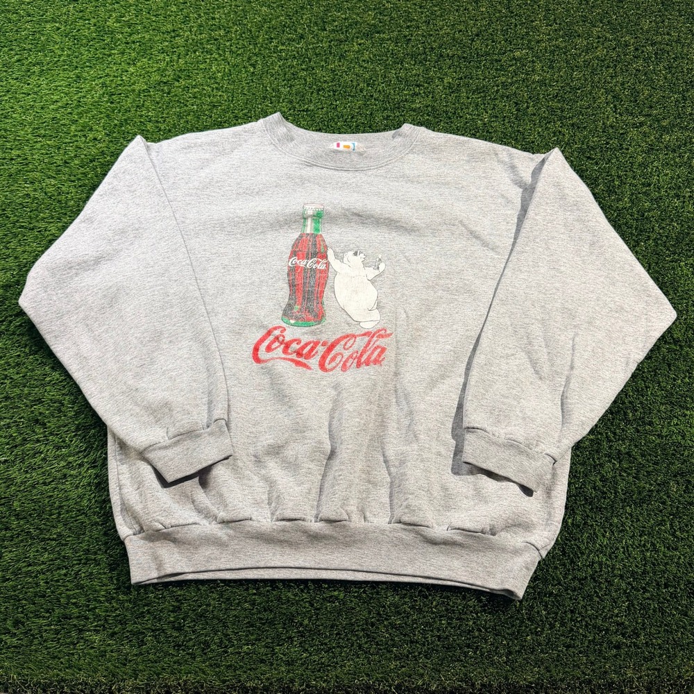 90s Vintage Coca-Cola Polar Bear Sweatshirt Blitzz International Gray Pullover L